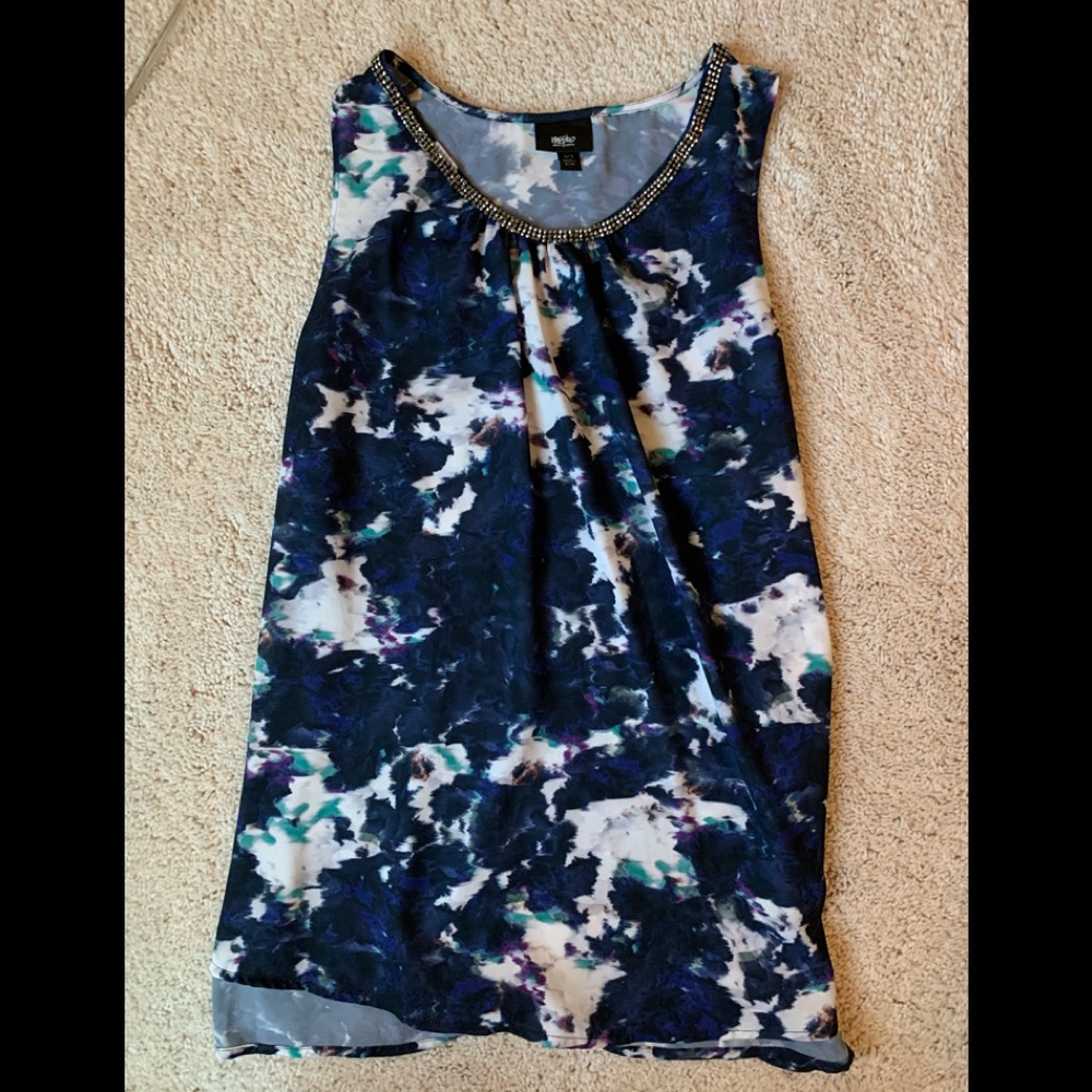 Blue tank top with scoop neck line. Size XL.